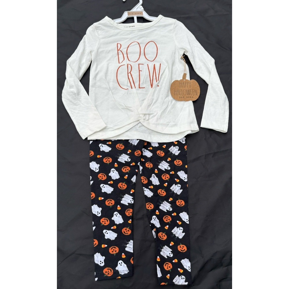 Rae Dunn Kid’s Halloween Boo Crew Girls Outfit Set Size 4. NWT Ghosts Candy Corn